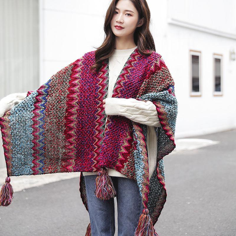 Elegant Knitted Warm Tassel Scarf Shawl - Omychic