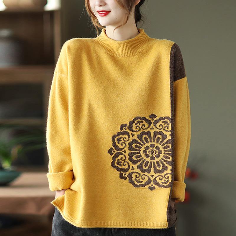 Spring Retro Flower Knit Sweater Jumper - Omychic