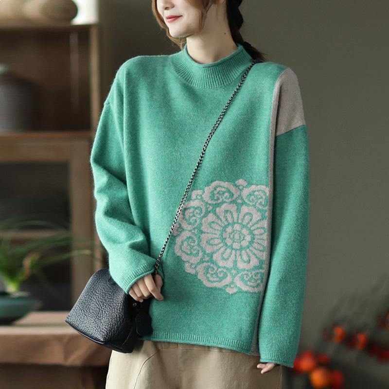 Spring Retro Flower Knit Sweater Jumper - Omychic