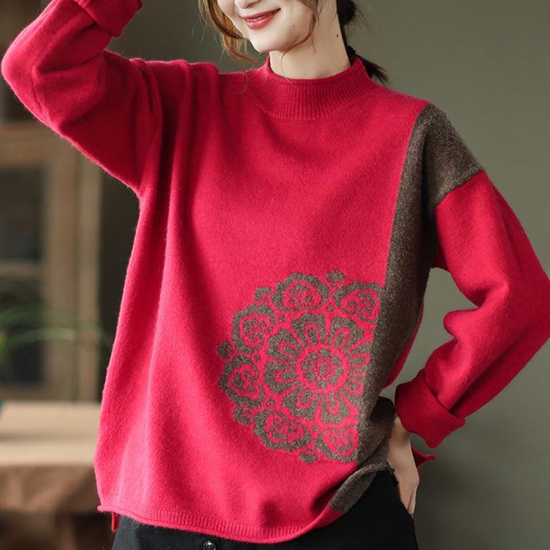 Spring Retro Flower Knit Sweater Jumper - Omychic