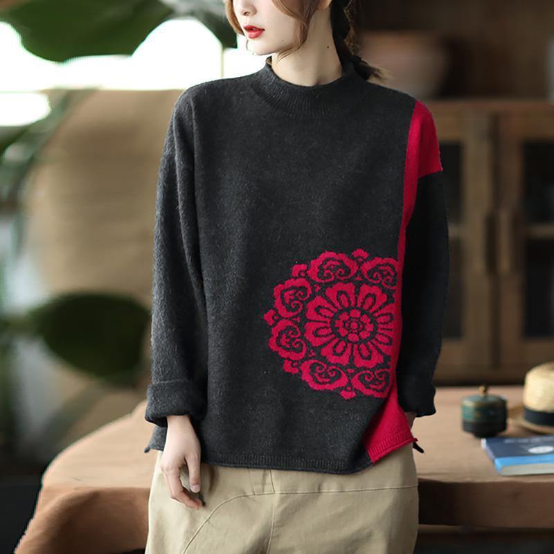 Spring Retro Flower Knit Sweater Jumper - Omychic