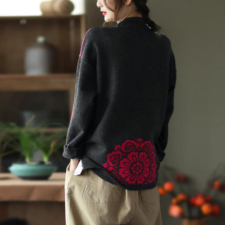 Spring Retro Flower Knit Sweater Jumper - Omychic