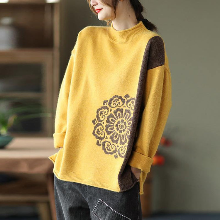 Spring Retro Flower Knit Sweater Jumper - Omychic