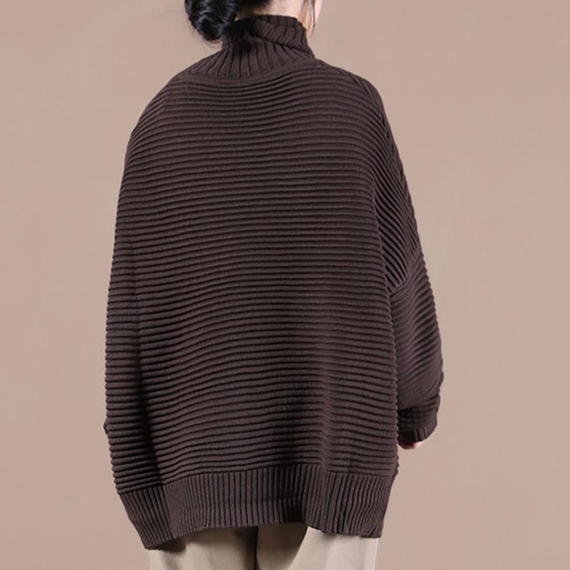 Spring Striped Turtleneck Knit Top Pullover Sweater - Omychic