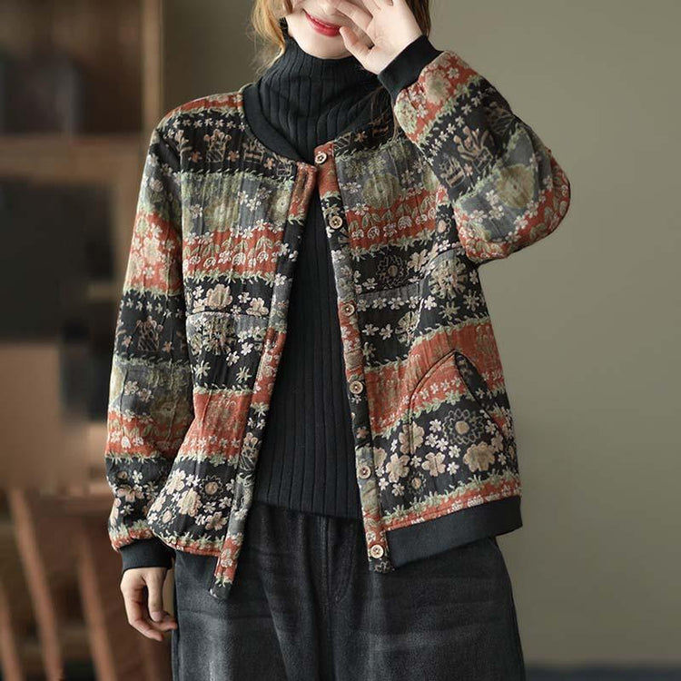 Elegant Chic Women Warm Floral Coat - Omychic