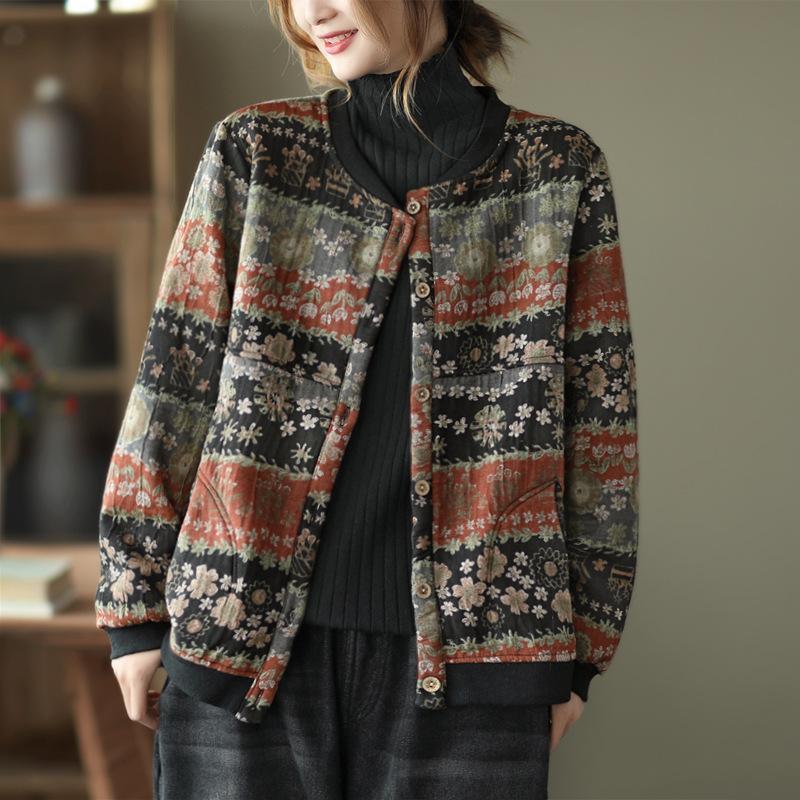 Elegant Chic Women Warm Floral Coat - Omychic