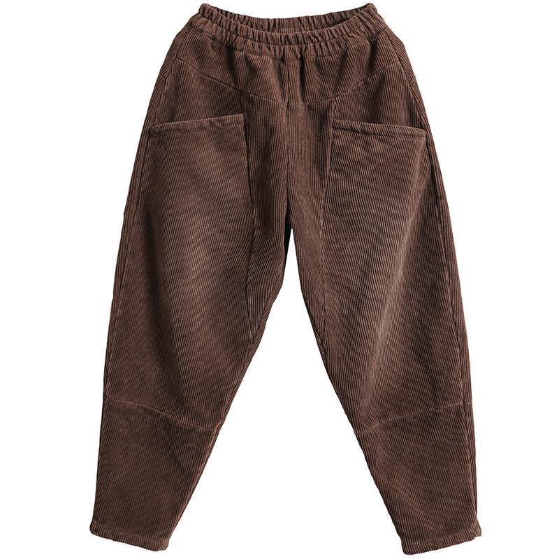 Loose Spring Warm Solid Casual Corduroy Pants - Omychic