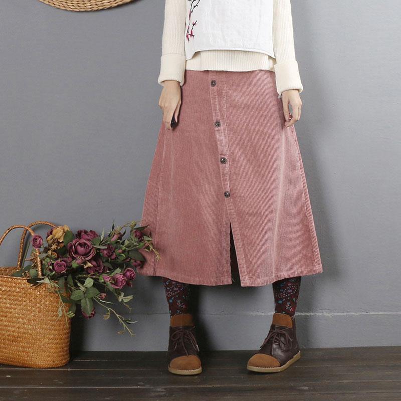 Women A line fall skirts Cotton quilting clothes Catwalk pink skirt - Omychic