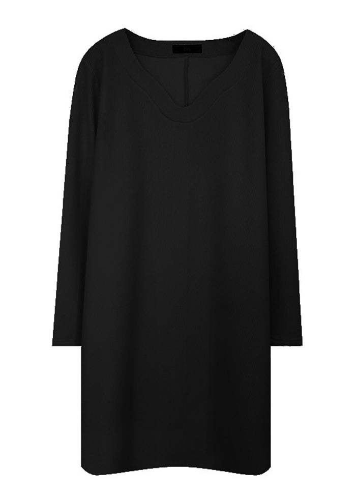 Women Apricot V Neck Oversized Thick Warm Fleece Mid Dress Fall