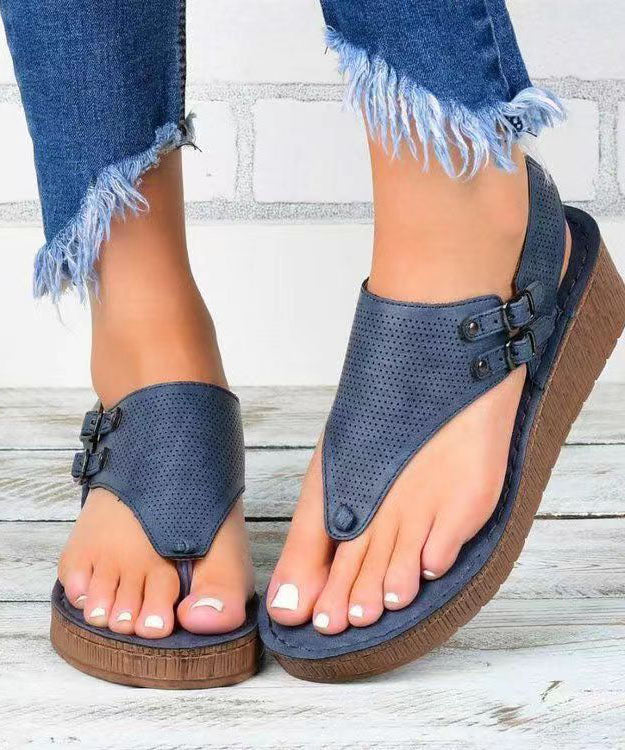 Women Black Buckle Strap Splicing Peep Toe Platform Sandals