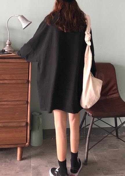 Women Black Clothes Batwing Sleeve Shift Spring Dresses - Omychic