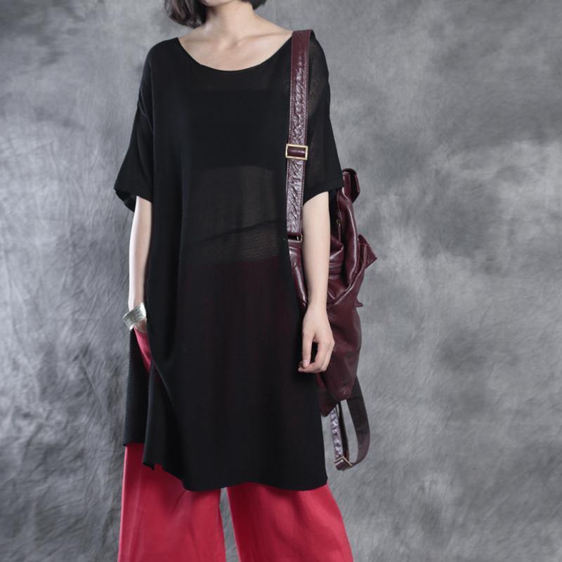 Women Black O-Neck Patchwork Fall Half Sleeve Top - Omychic