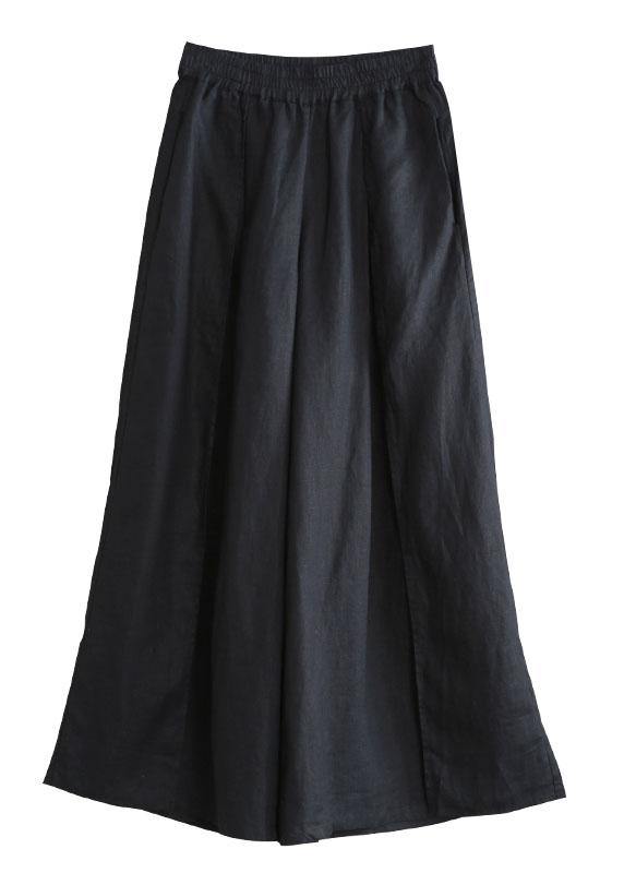 Women Black Pockets Loose Casual Fall Wide Leg Pants - Omychic