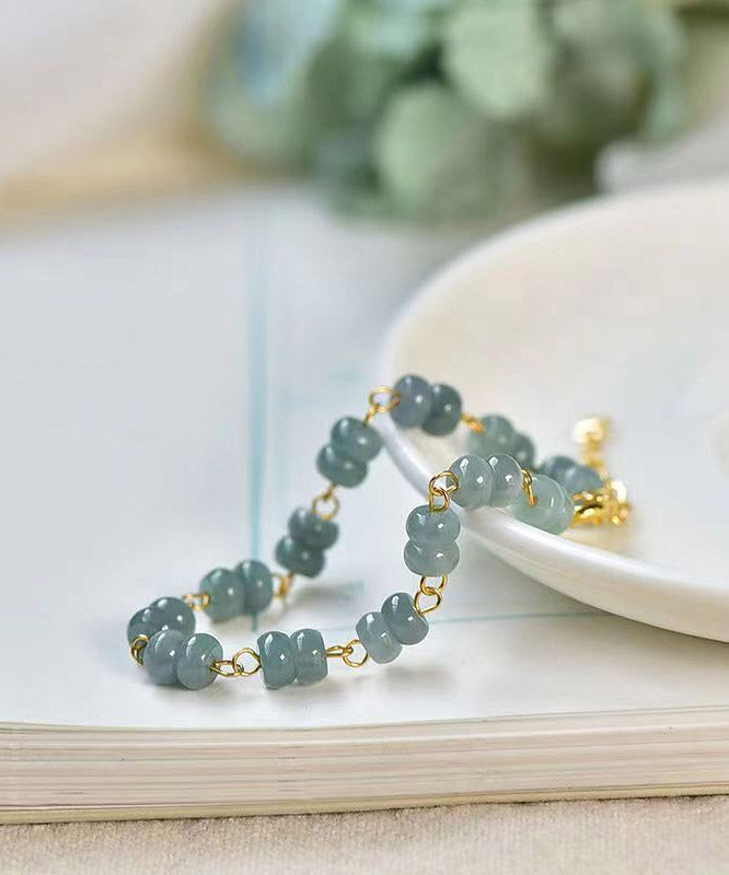 Women Blue 14K Gold Jade Charm Bracelet