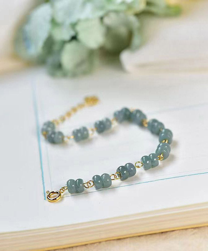 Women Blue 14K Gold Jade Charm Bracelet