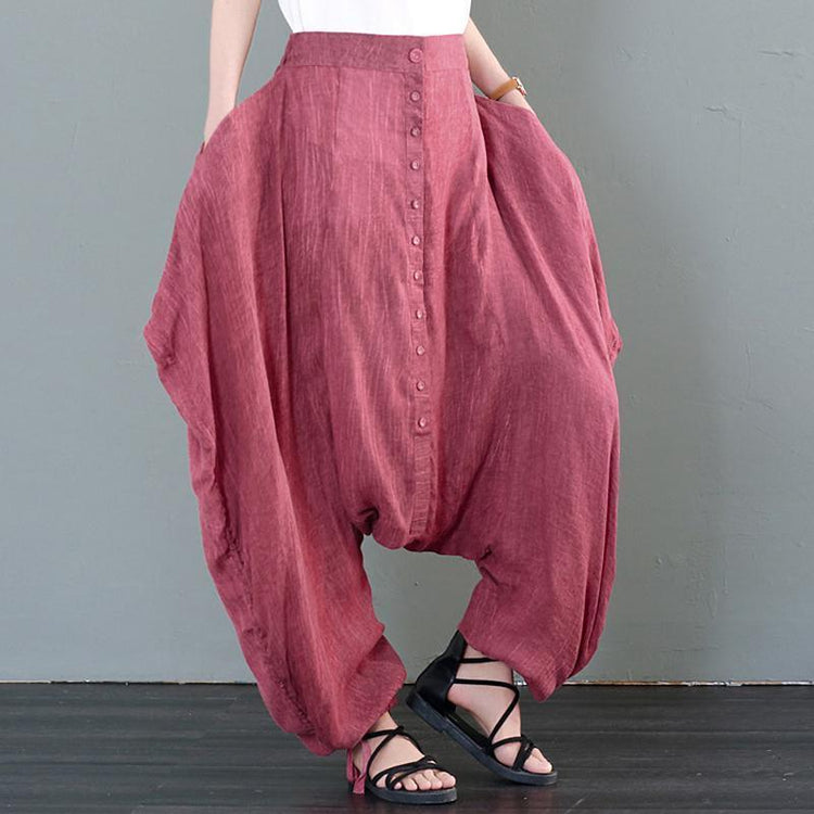 Women Casual Female Loose Solid Personality Cross-Pants Harem Pants - Omychic