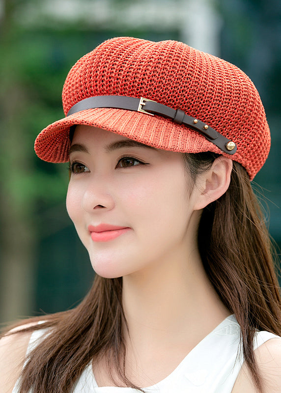 Women Casual Khaki Patchwork Beret Hat