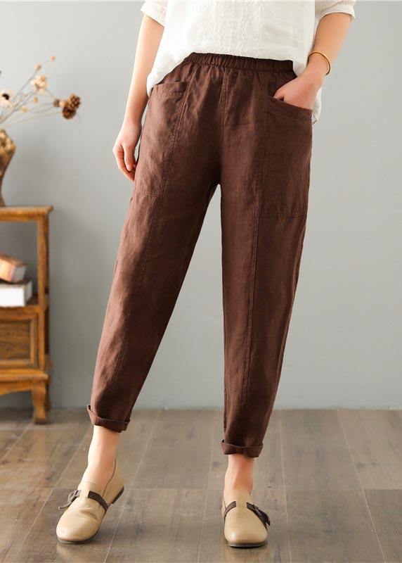 Women Chocolate Cotton Linen Summer Pants - Omychic