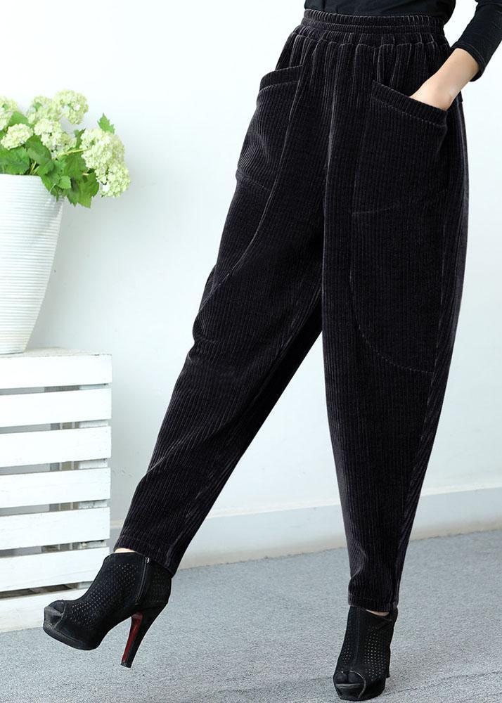 Women Coffee Pockets Patchwork Straight Winter Pants - Omychic