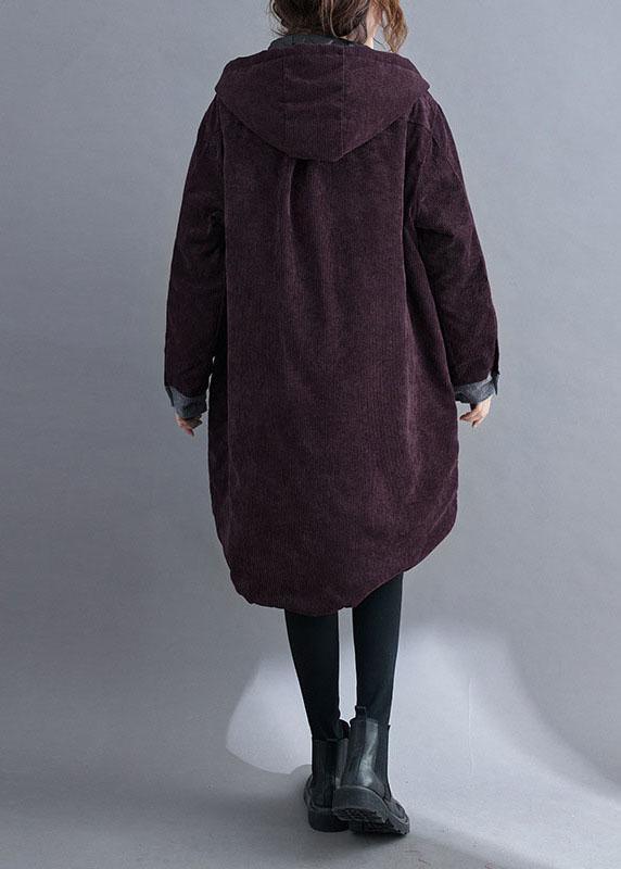 Women Coffee hooded Pockets Winter Cotton Thick Long sleeve Coats - Omychic