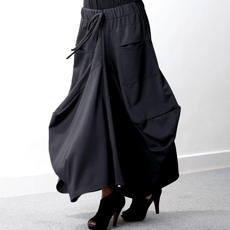 Women Cotton clothes 18th Century Elastic Waist Black Plus Size Fashion Skirt - Omychic