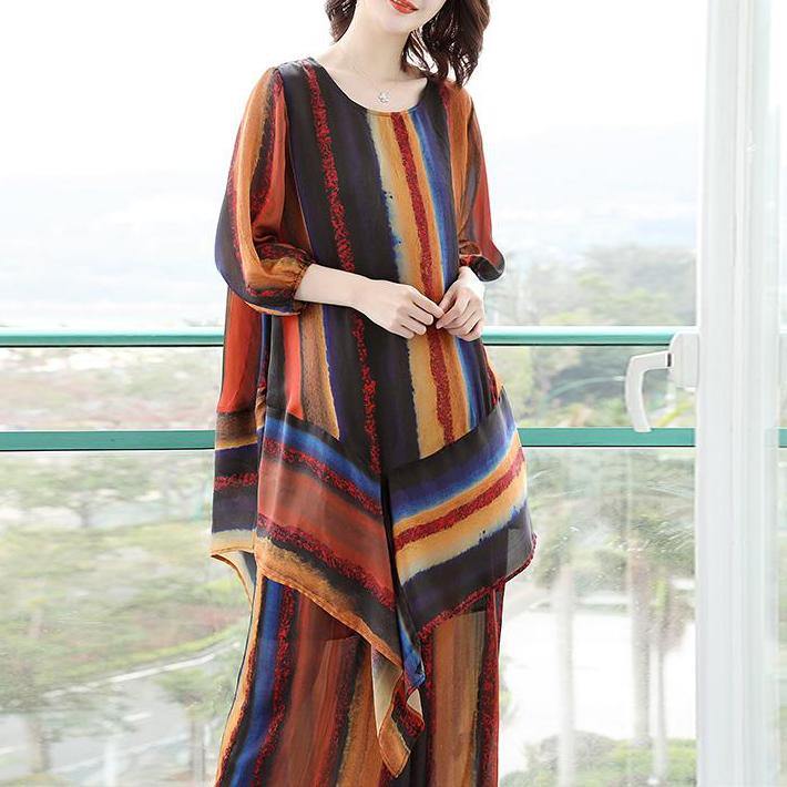 Women Cotton dress Drops Design Stripe Women Spring Loose Two Pieces Casual Suit - Omychic