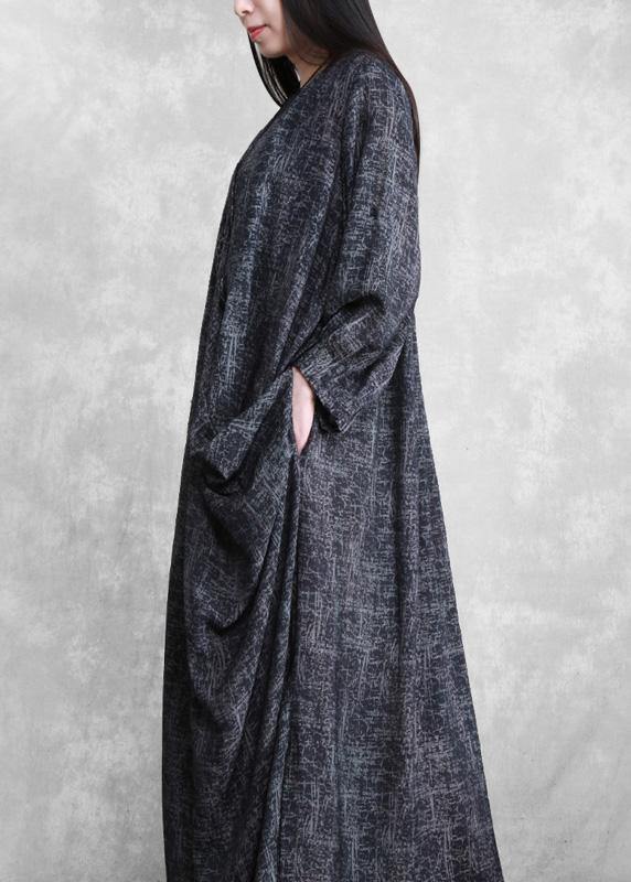 Women Dark Gray Clothes O Neck Asymmetric Maxi Dress - Omychic