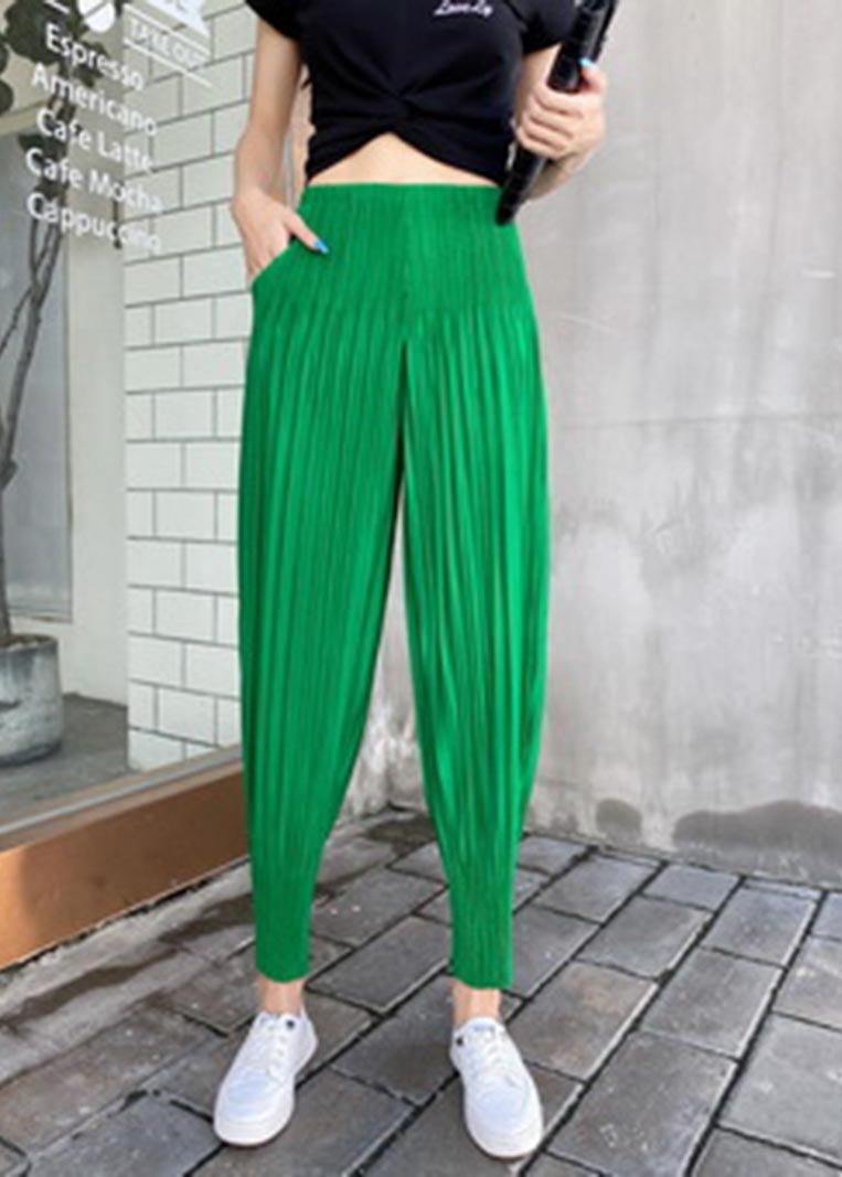 Women Green Chiffon lantern Summer Pants - Omychic