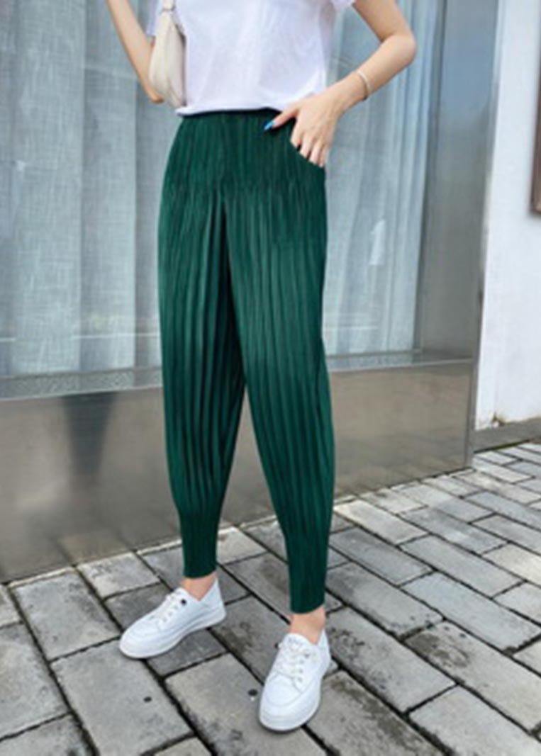 Women Green Chiffon lantern Summer Pants - Omychic