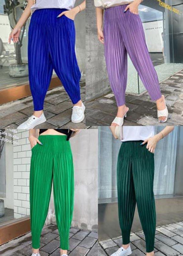 Women Green Chiffon lantern Summer Pants - Omychic