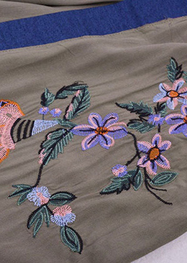 Women Green Embroidered Patchwork Cotton Beach Cardigans Summer