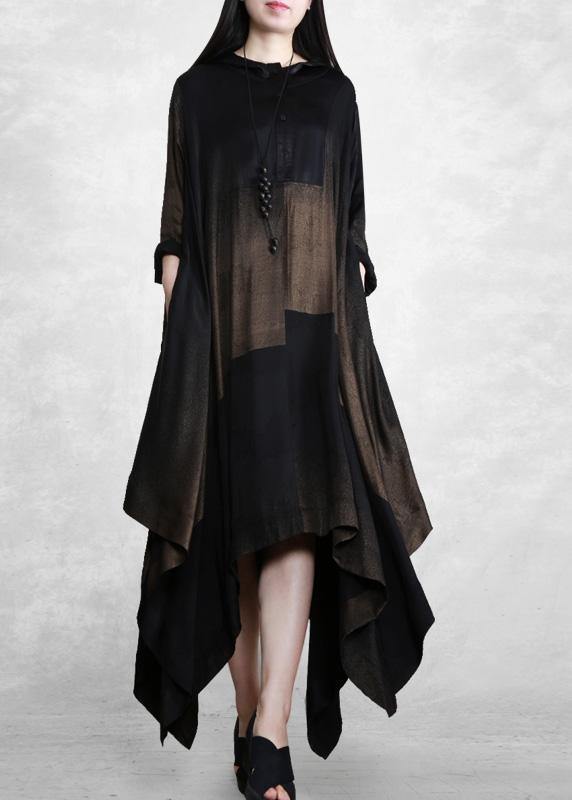 Women Hooded Outfits Black Long Dresses< - Omychic