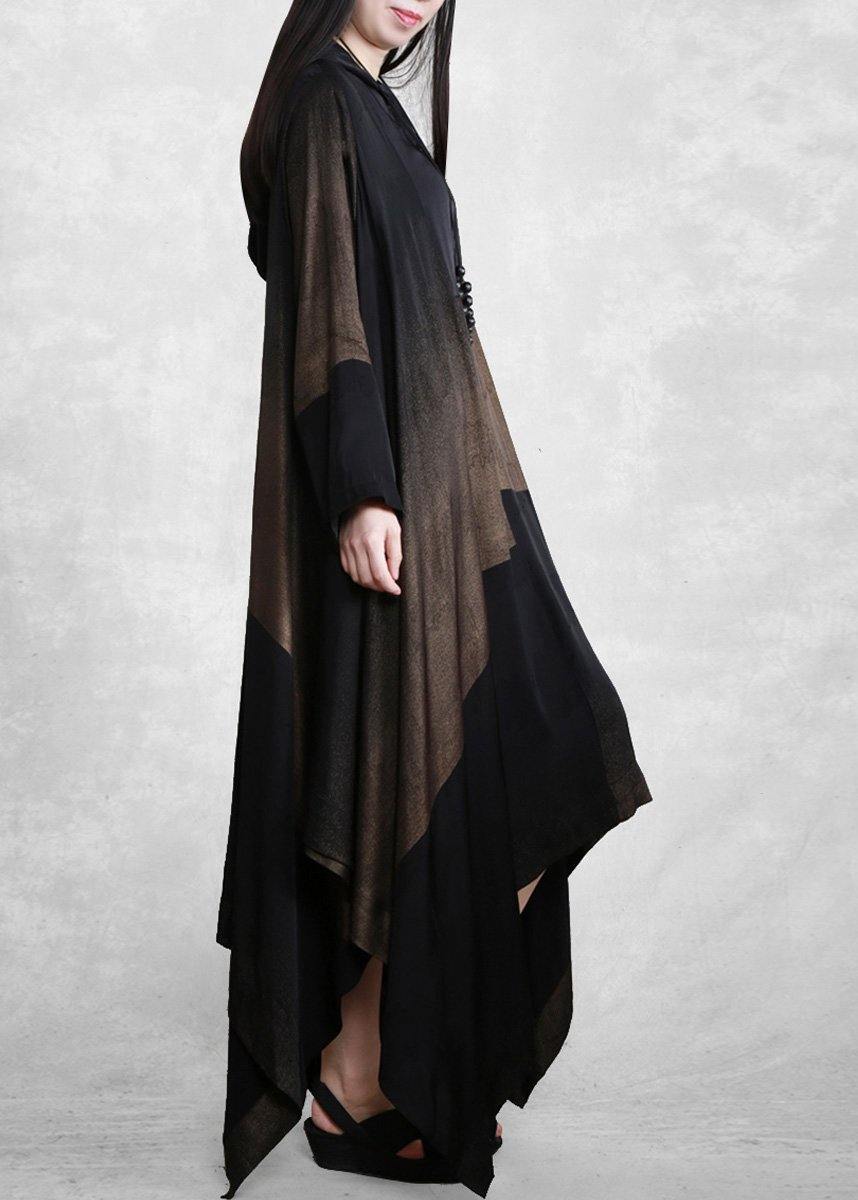 Women Hooded Outfits Black Long Dresses< - Omychic