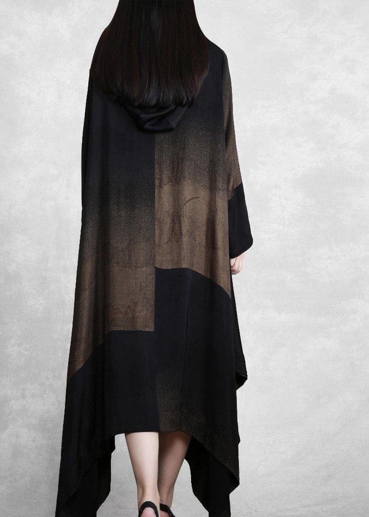 Women Hooded Outfits Black Long Dresses< - Omychic