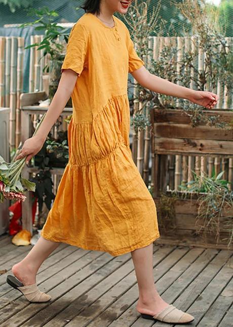 Women Linen Long Shirts Pakistani Green Pleated Casual Dress - Omychic