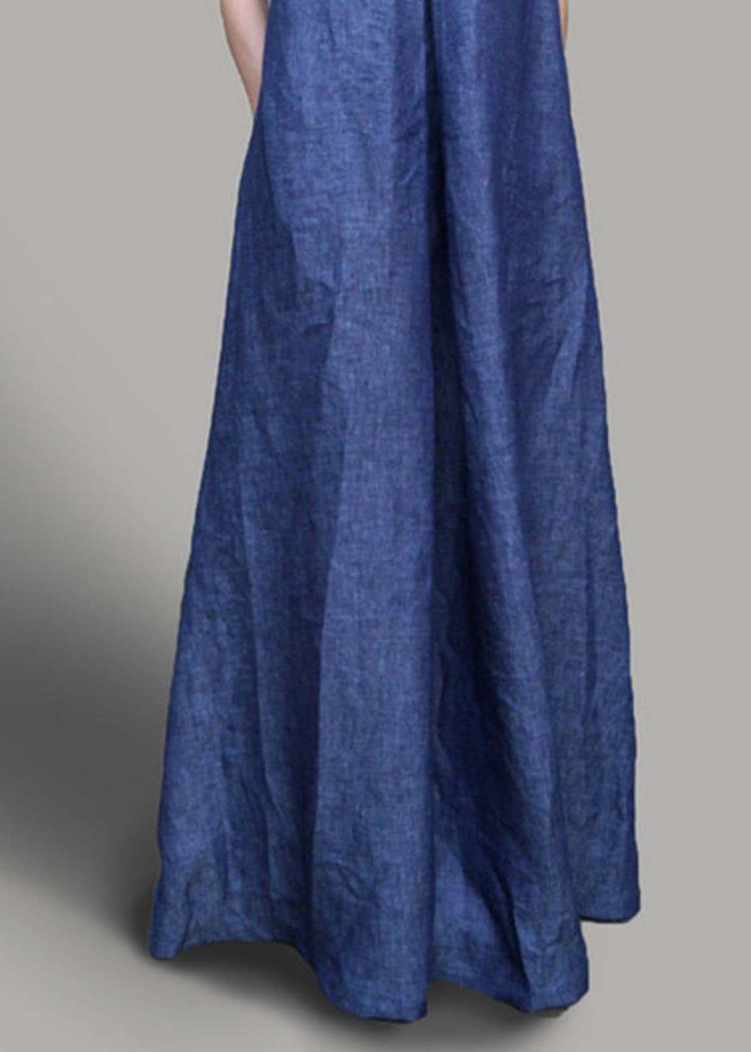 Women Navy Oversized Denim Holiday Dress Sleeveless - Omychic