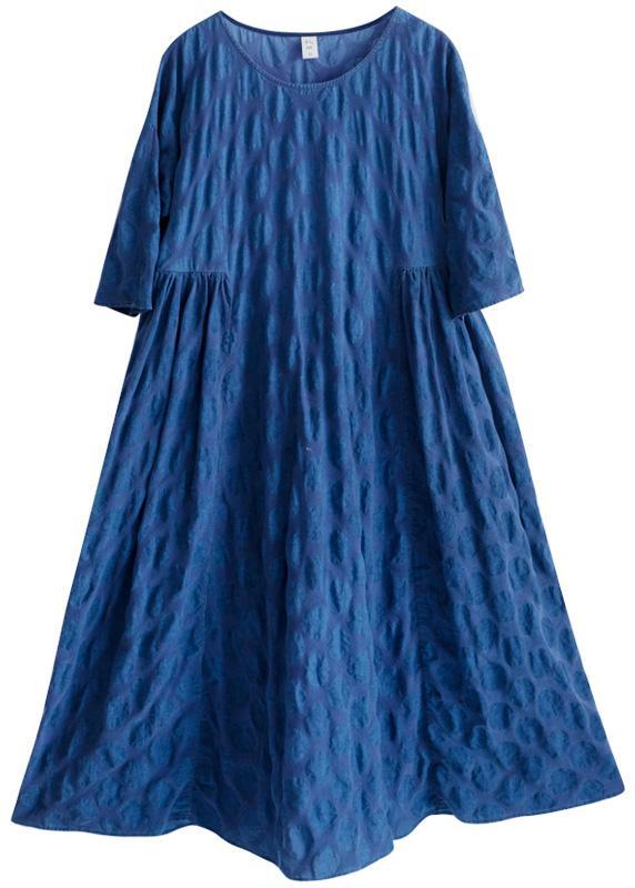 Women O Neck Half Sleeve Tunic Dress Fashion Ideas Blue Plus Size Dress - Omychic