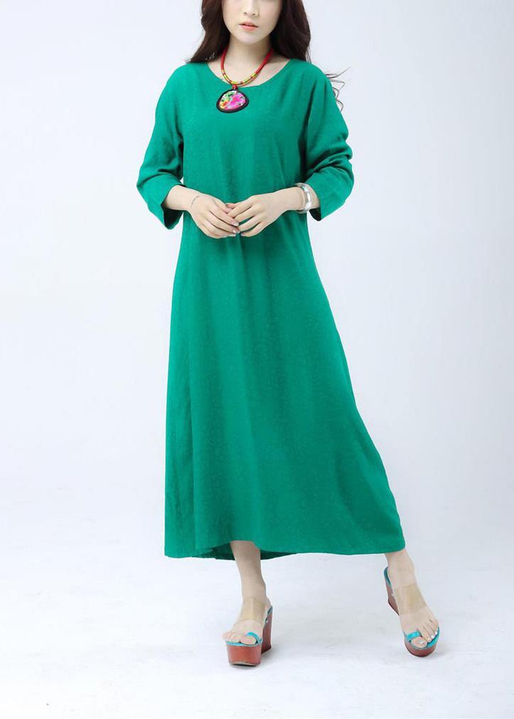 Women O Neck Half Sleeve Wardrobes Photography Green Vestidos De Lino Dress - Omychic