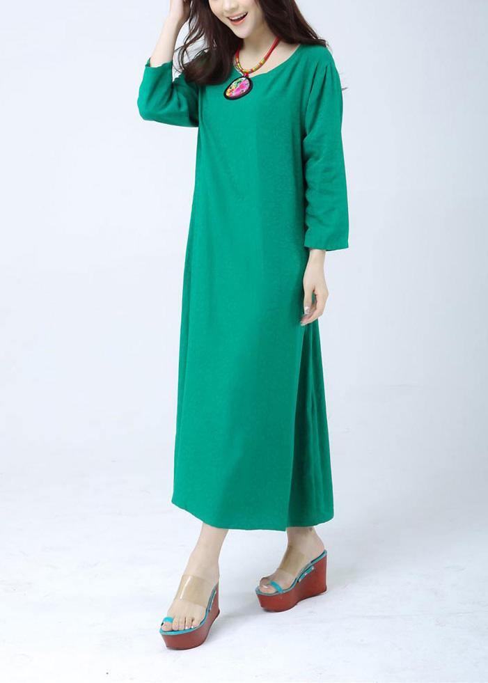 Women O Neck Half Sleeve Wardrobes Photography Green Vestidos De Lino Dress - Omychic