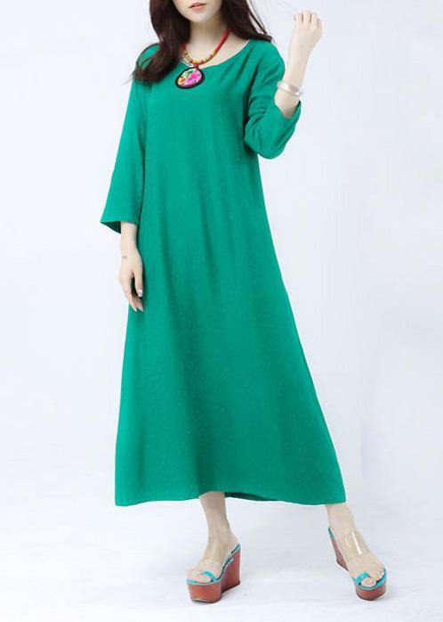 Women O Neck Half Sleeve Wardrobes Photography Green Vestidos De Lino Dress - Omychic