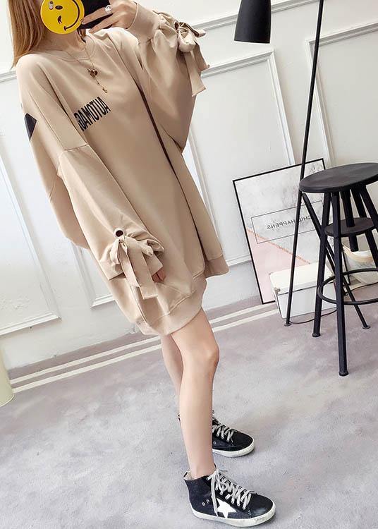 Women O-Neck Spring Clothes Photography Khaki Dress - Omychic