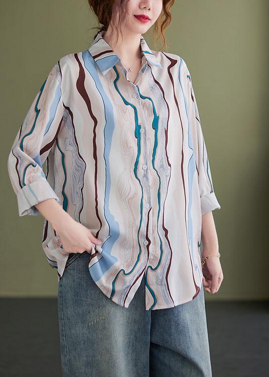 Women PeterPan Collar Button Print Fall Tops Long sleeve - Omychic