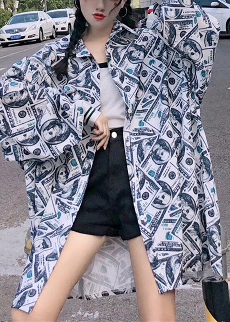 Women Print Stand Collar Trench - Omychic