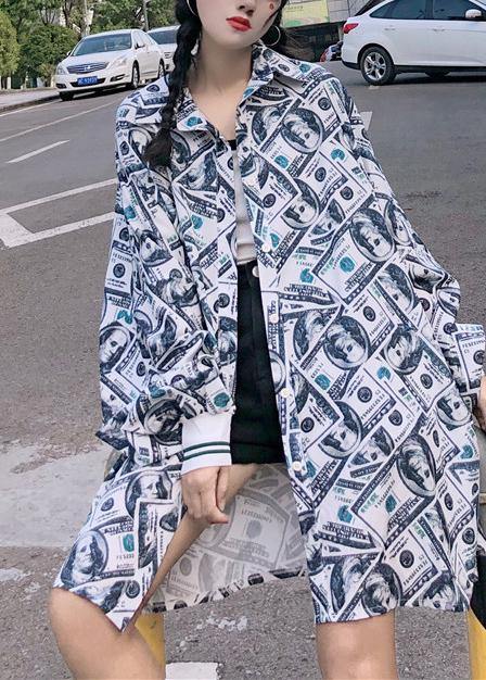 Women Print Stand Collar Trench - Omychic