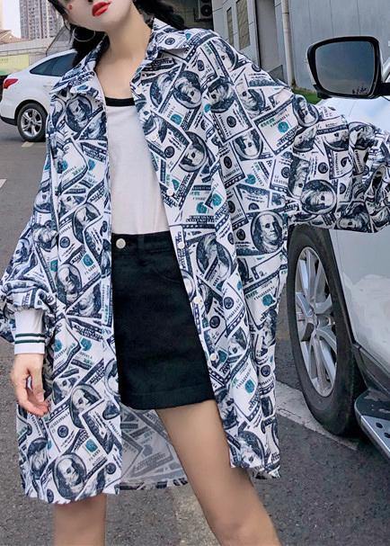 Women Print Stand Collar Trench - Omychic