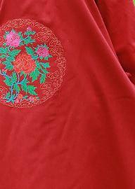 Women Red Embroidery Quilting Clothes Stand Collar Long Spring Dress - Omychic