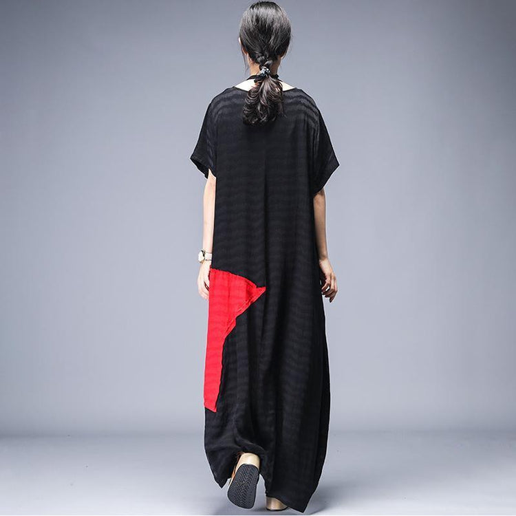 Women Silk Wardrobes Mom Patchwork Design Casual Elegant Maxi Dress - Omychic