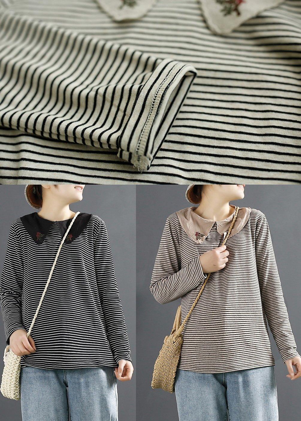 Women Spring Clothes For Gray Striped Fashion Ideas Tops - Omychic