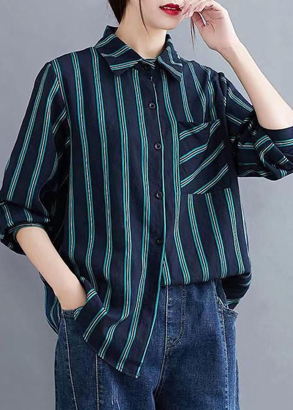 Women Striped Spring DIY Blue Fashion Ideas Top - Omychic