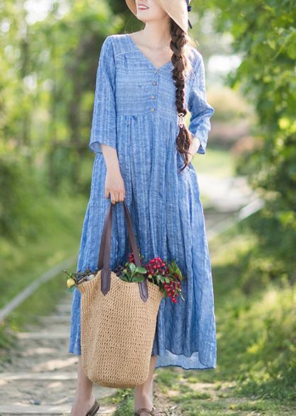 Women Summer Dress Design Blue Striped Dresses - Omychic